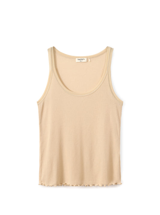 Tank top with tulle trim
