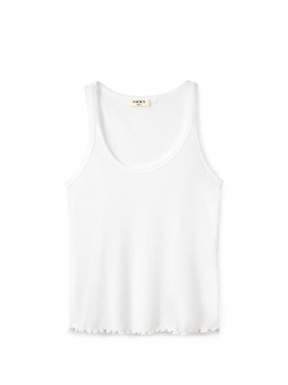 Tank top with tulle trim