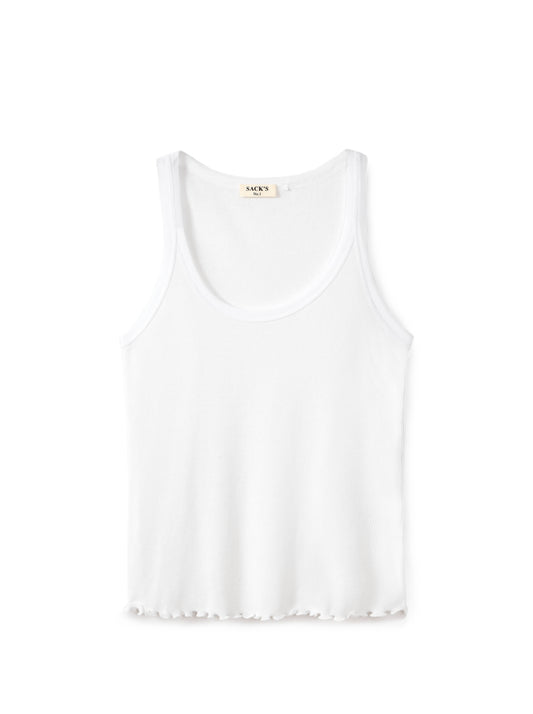 Tank top with tulle trim