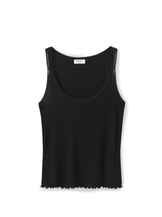 Tank top with tulle trim