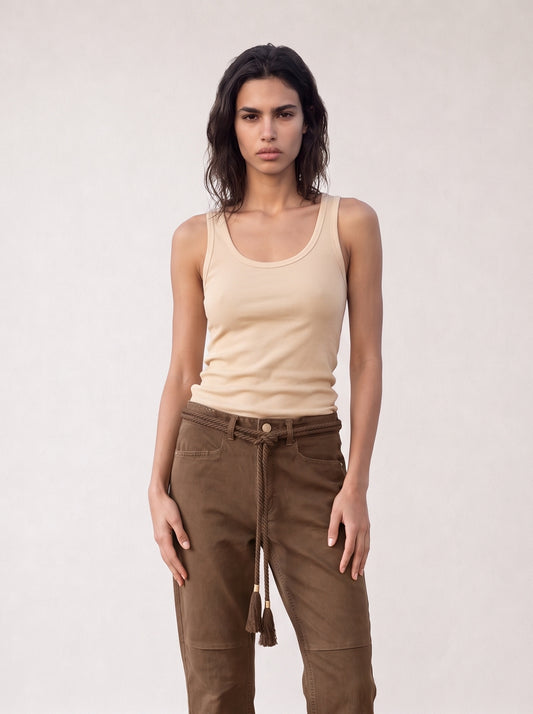 Tank top with tulle trim