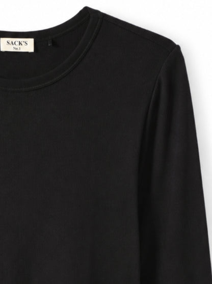 Long-sleeve top with tulle trim