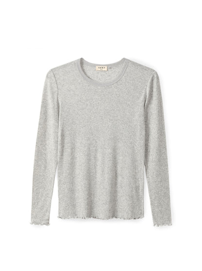 Long-sleeve top with tulle trim