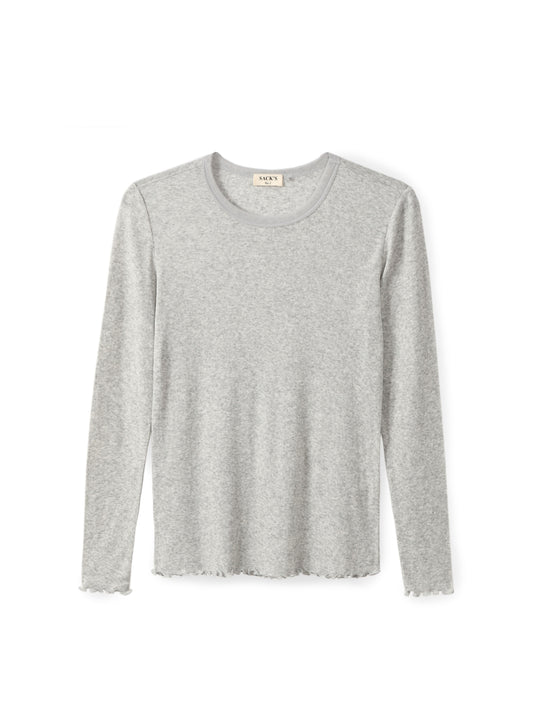Long-sleeve top with tulle trim