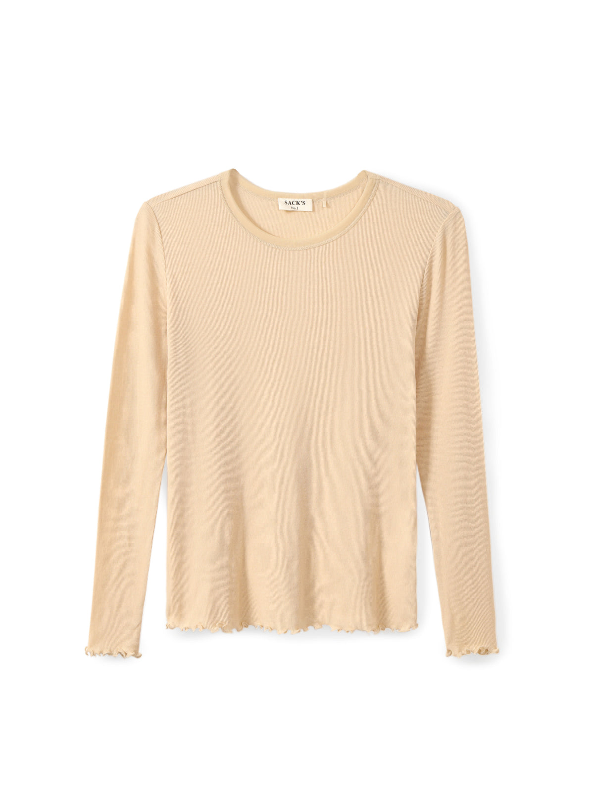 Long-sleeve top with tulle trim