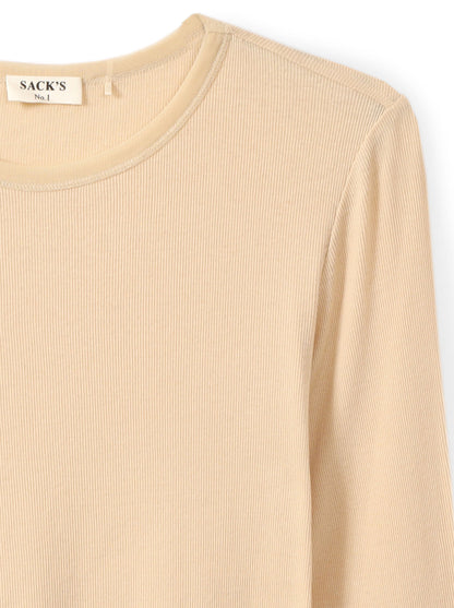 Long-sleeve top with tulle trim
