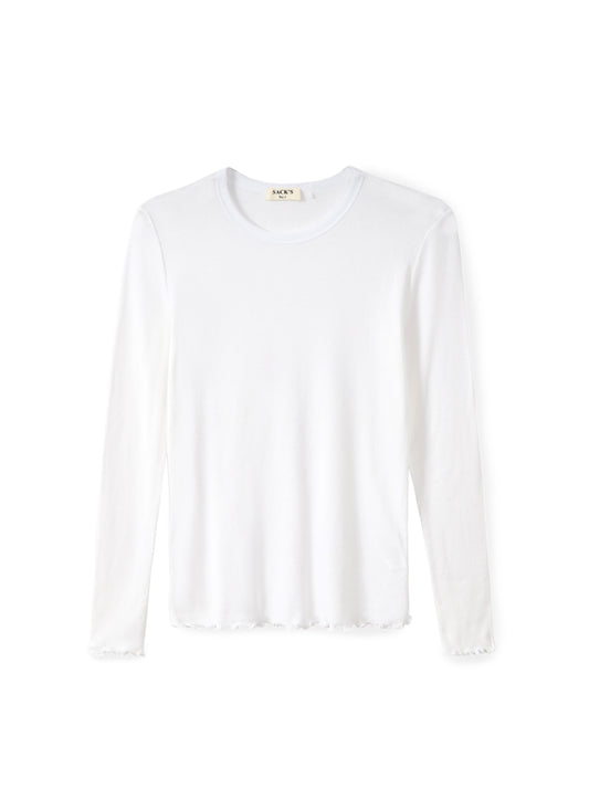 Long-sleeve top with tulle trim