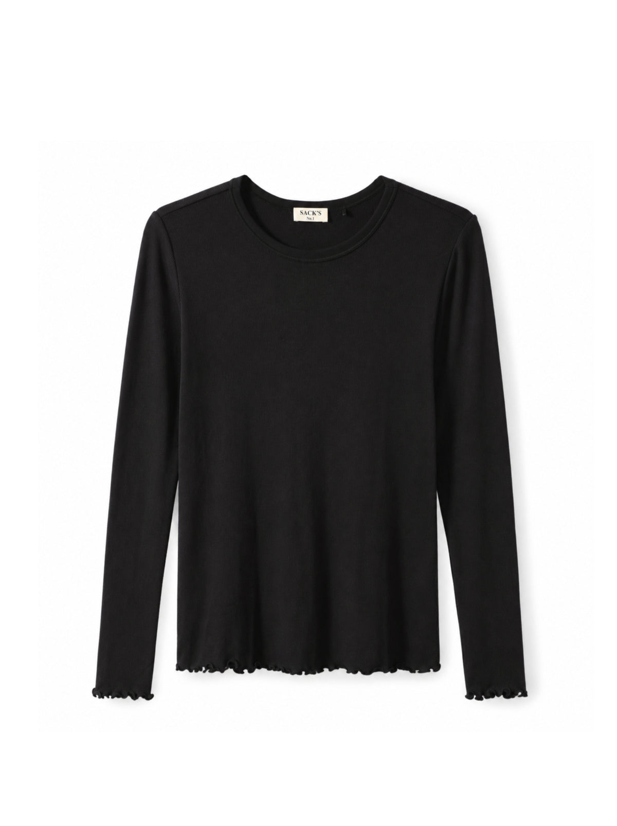 Long-sleeve top with tulle trim