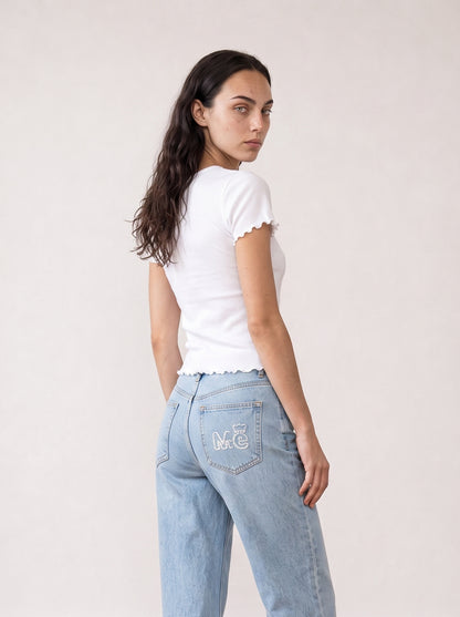 Short-sleeved T-shirt with embellishment