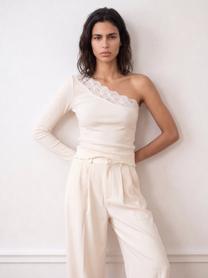 One-sleeve Lace Top