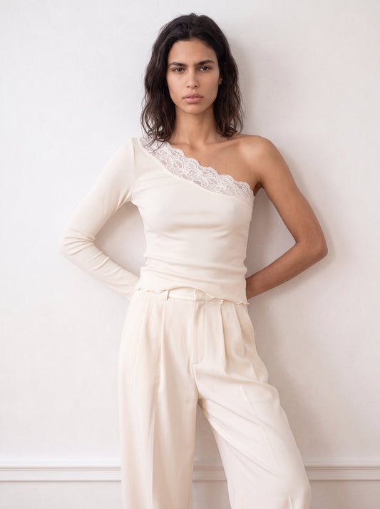 One-sleeve Lace Top