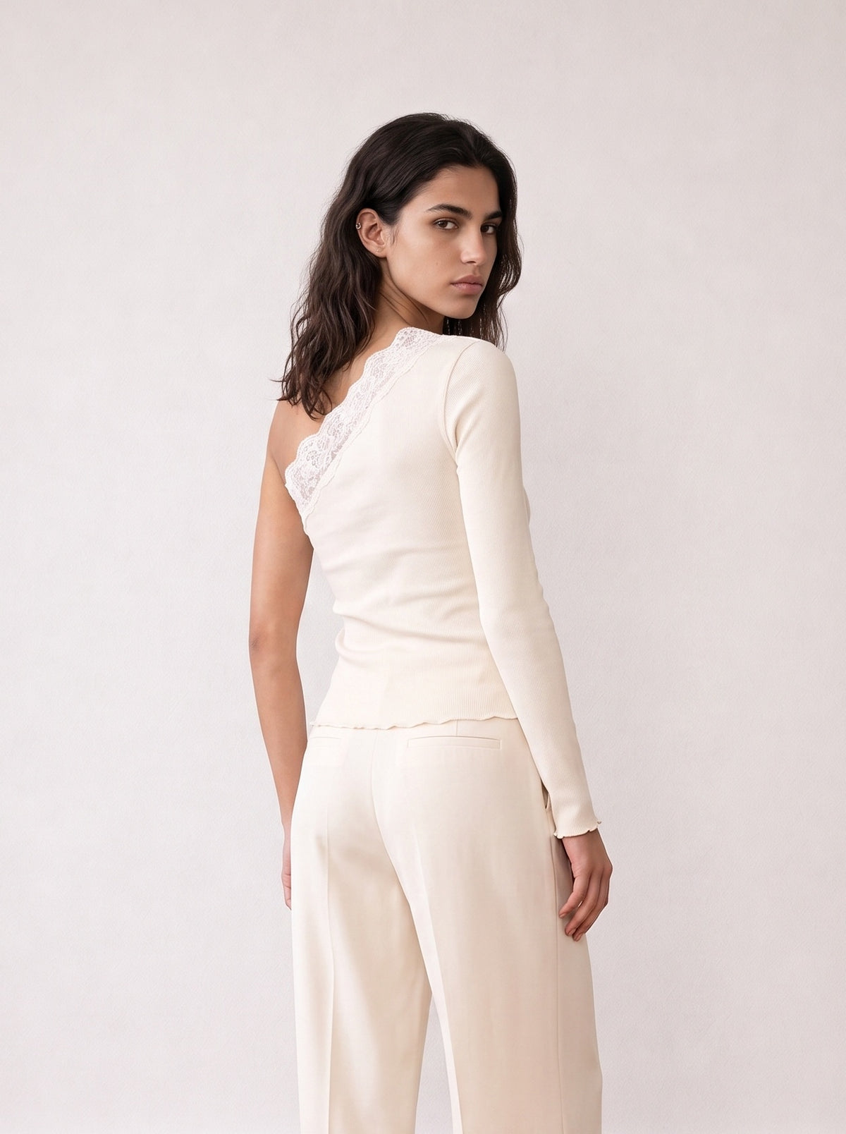 One-sleeve Lace Top