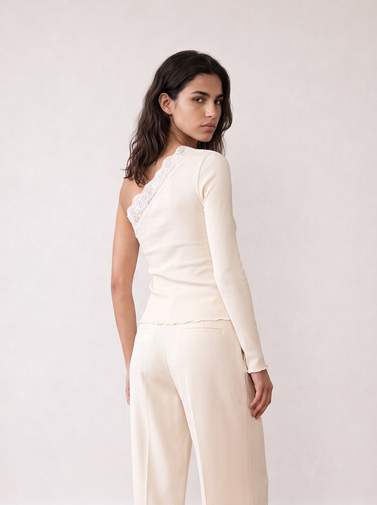 One-sleeve Lace Top