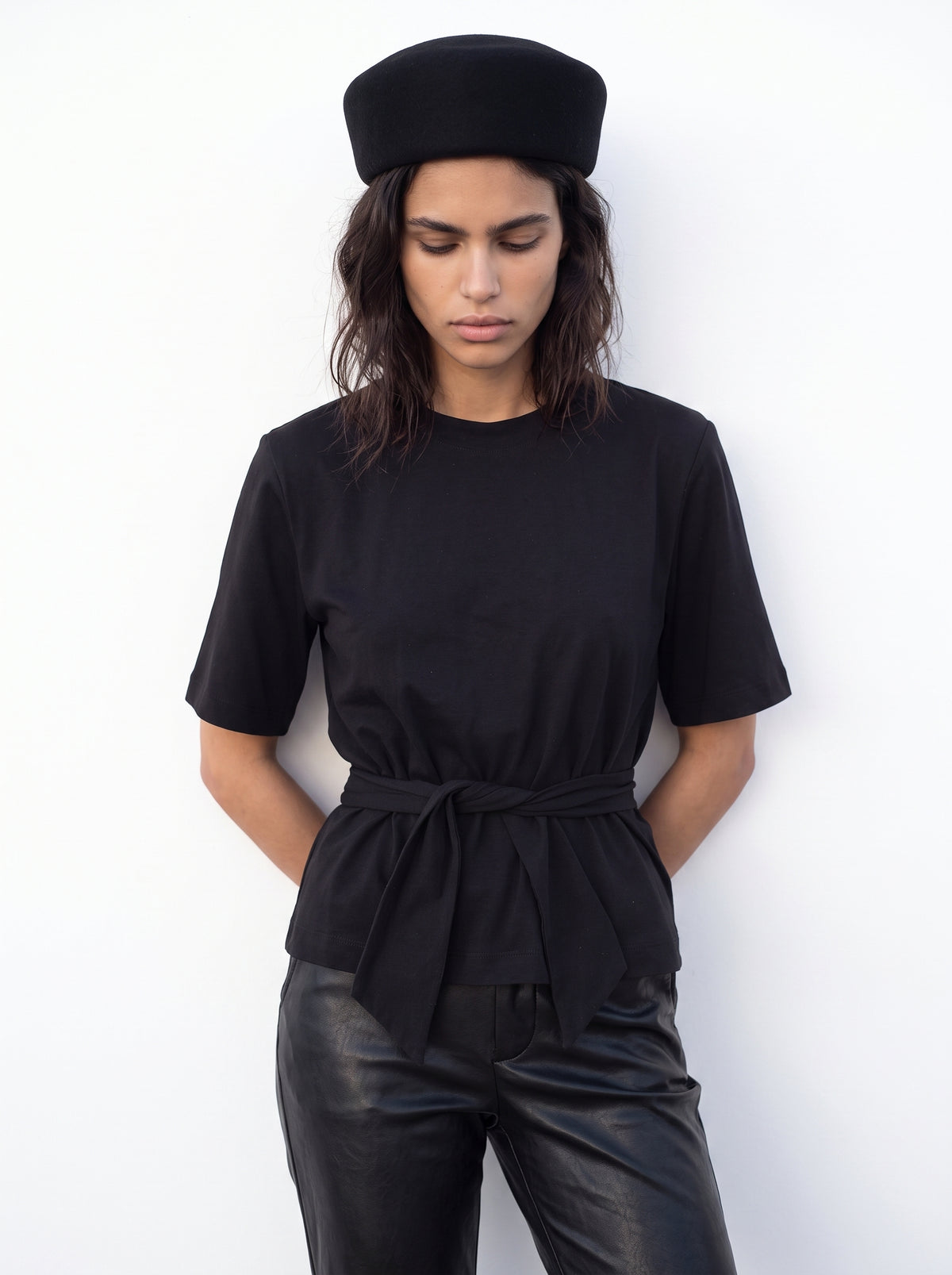 Front Tie Top With Cap Sleeves