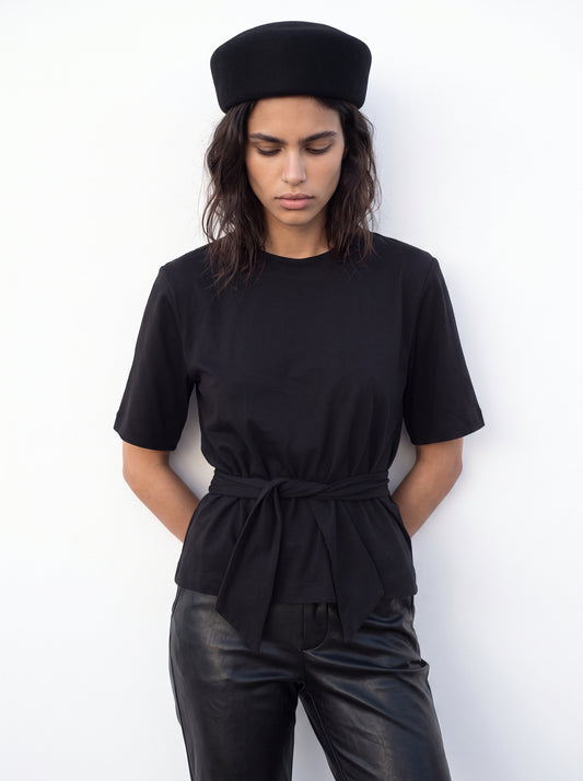 Front Tie Top With Cap Sleeves