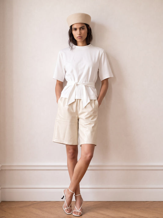Front Tie Top With Cap Sleeves