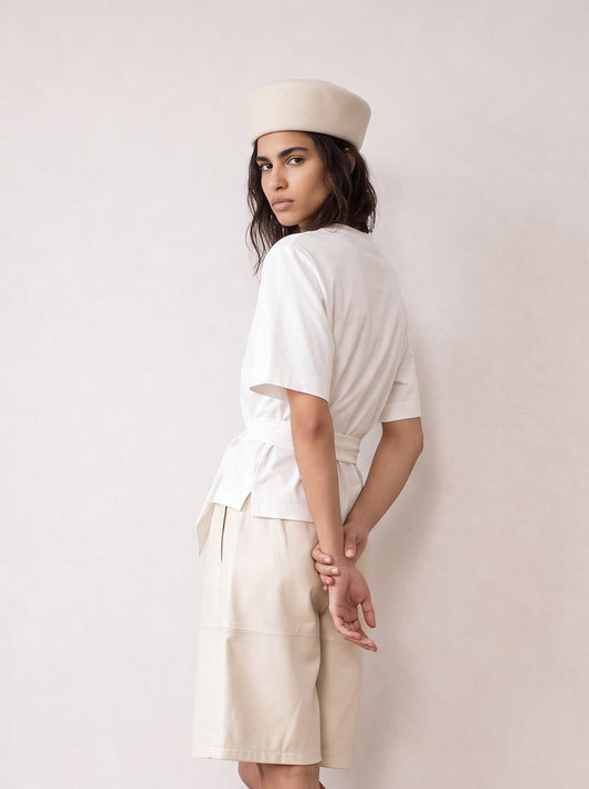 Front Tie Top With Cap Sleeves