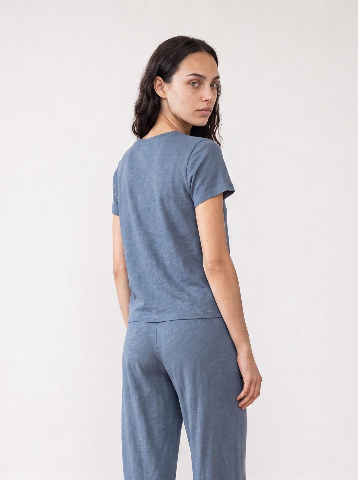 Short-sleeve V-neck jersey top