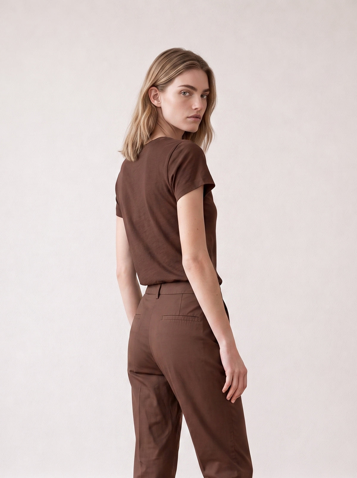Short-sleeve V-neck jersey top