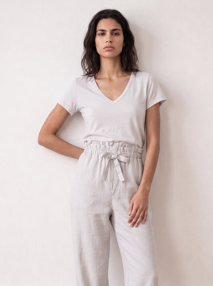 Short-sleeve V-neck jersey top