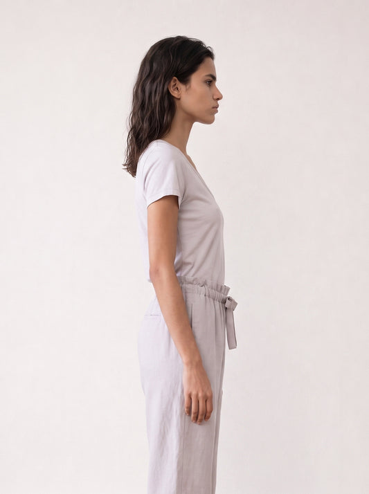 Short-sleeve V-neck jersey top