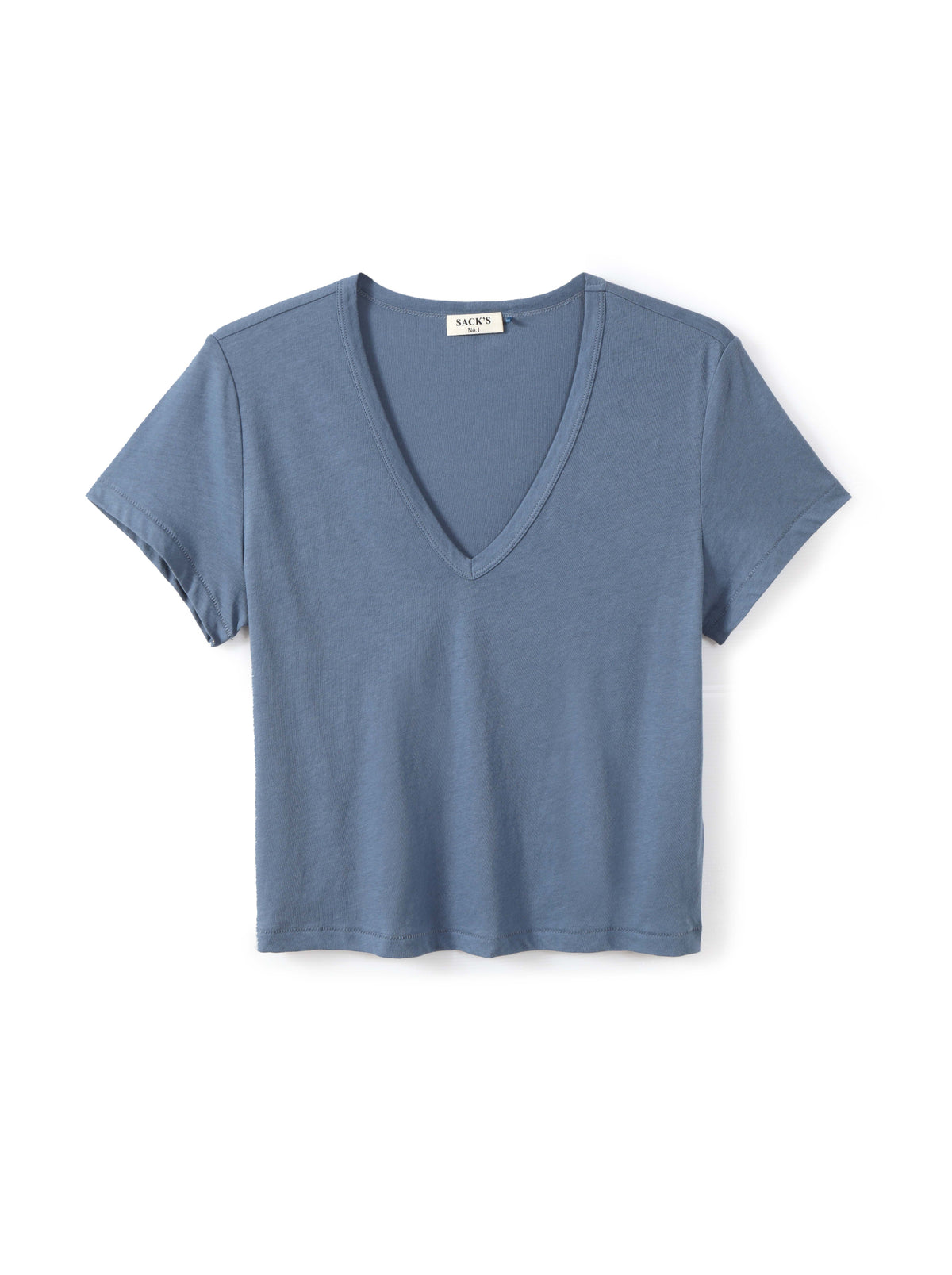 Short-sleeve V-neck jersey top