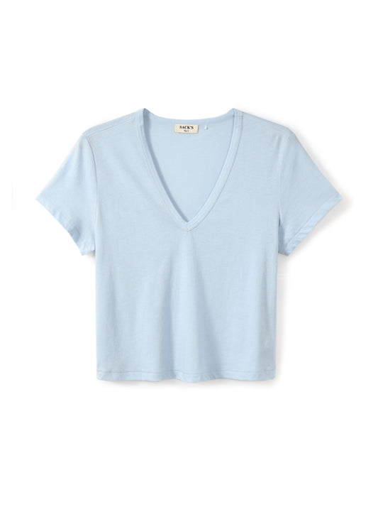 Short-sleeve V-neck jersey top
