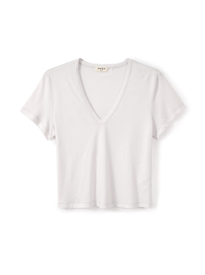 Short-sleeve V-neck jersey top
