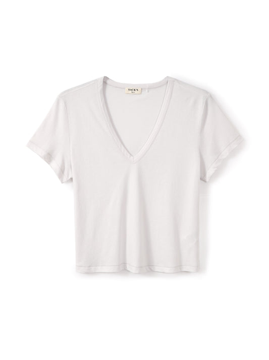 Short-sleeve V-neck jersey top