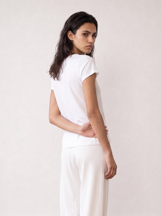 Short-sleeve V-neck jersey top