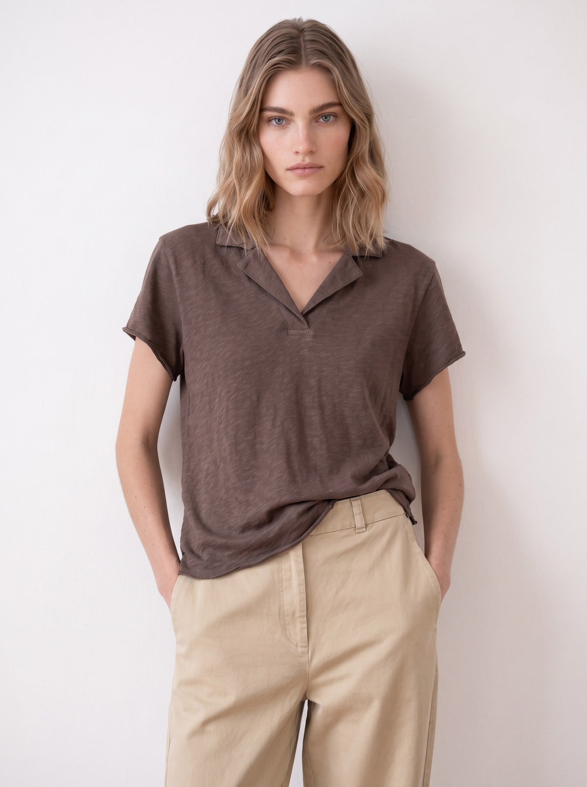 Slub cotton polo shirt