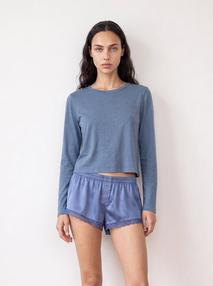 Long-sleeve crew-neck top
