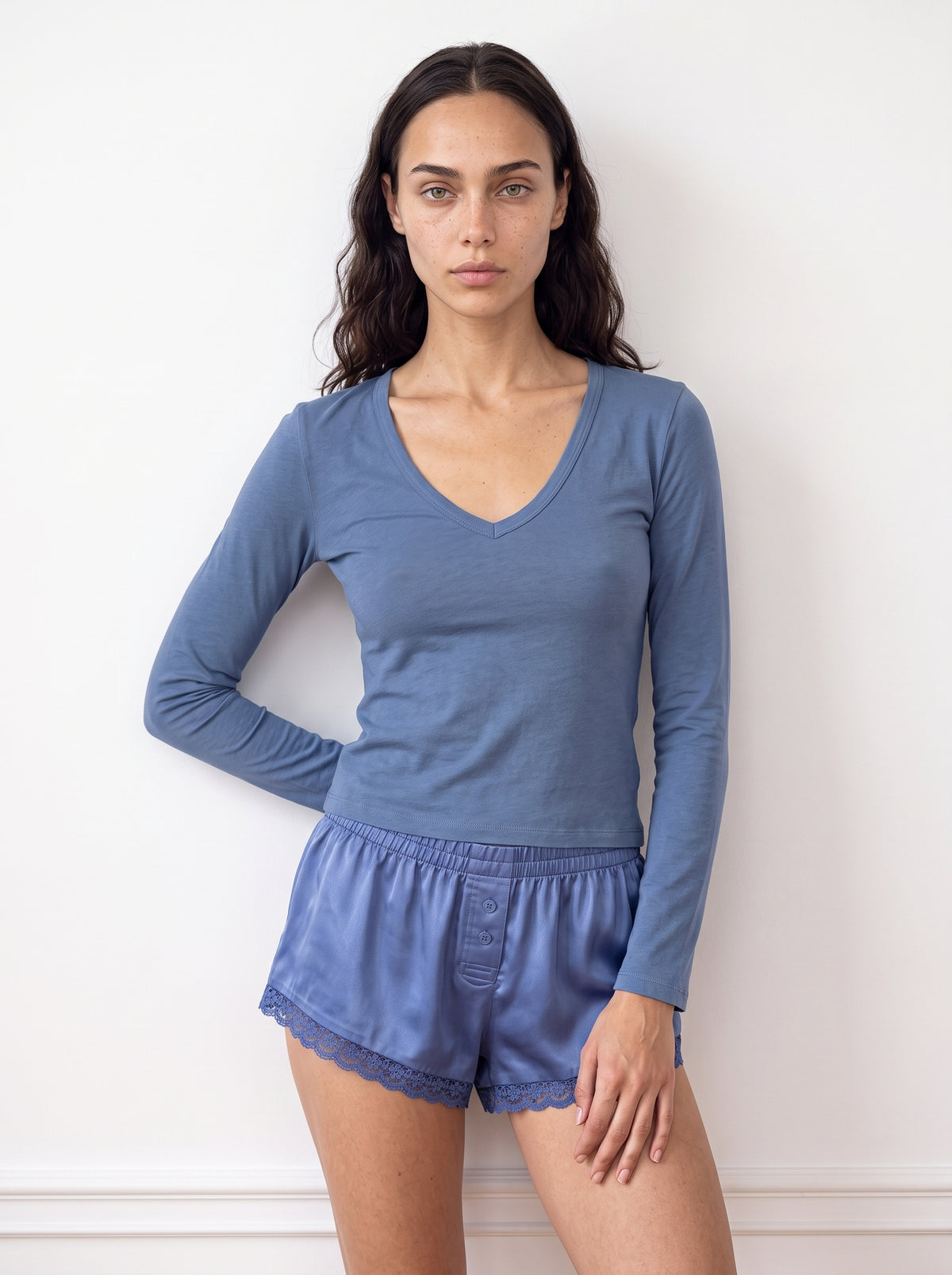 Long sleeve V-neck top
