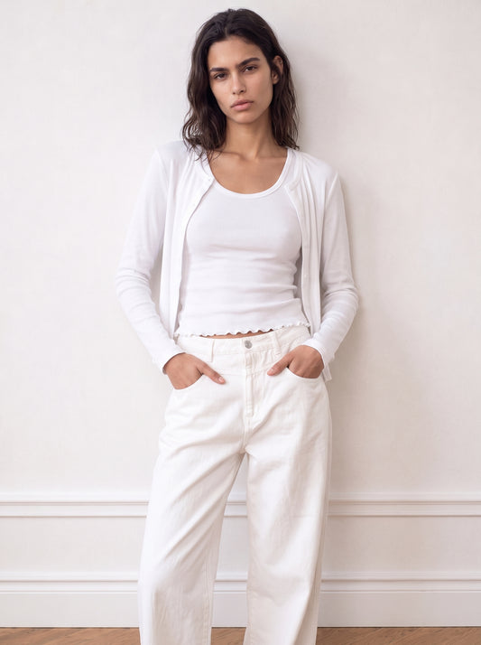 Cardigan with tulle trim