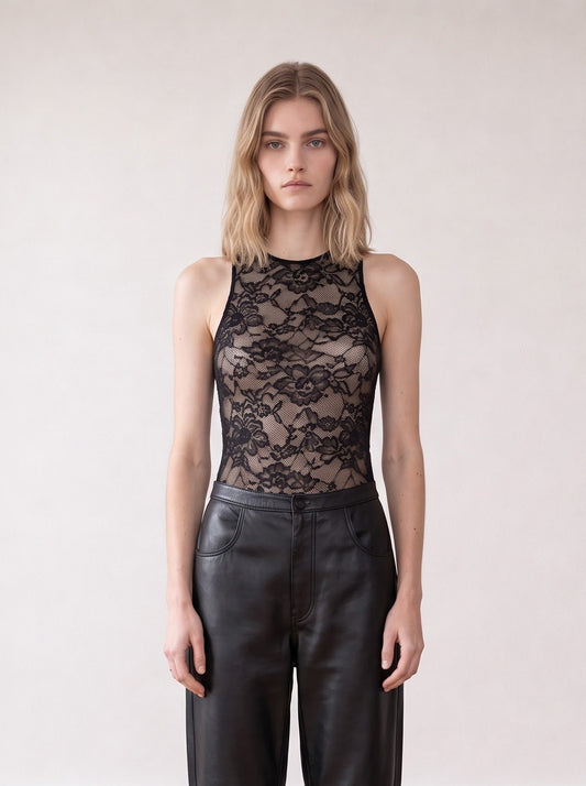Sleeveless lace bodysuit