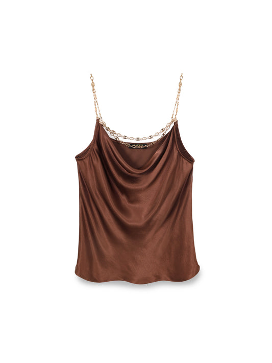 Viscose tank top with gold chain