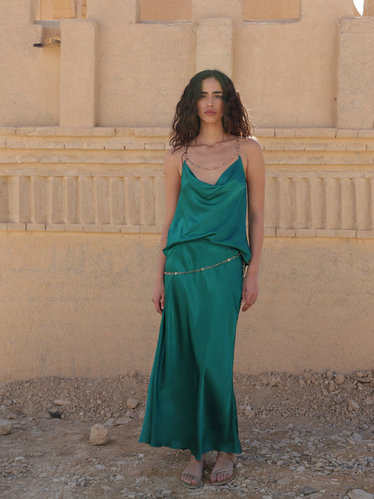 Viscose tank top with gold chain