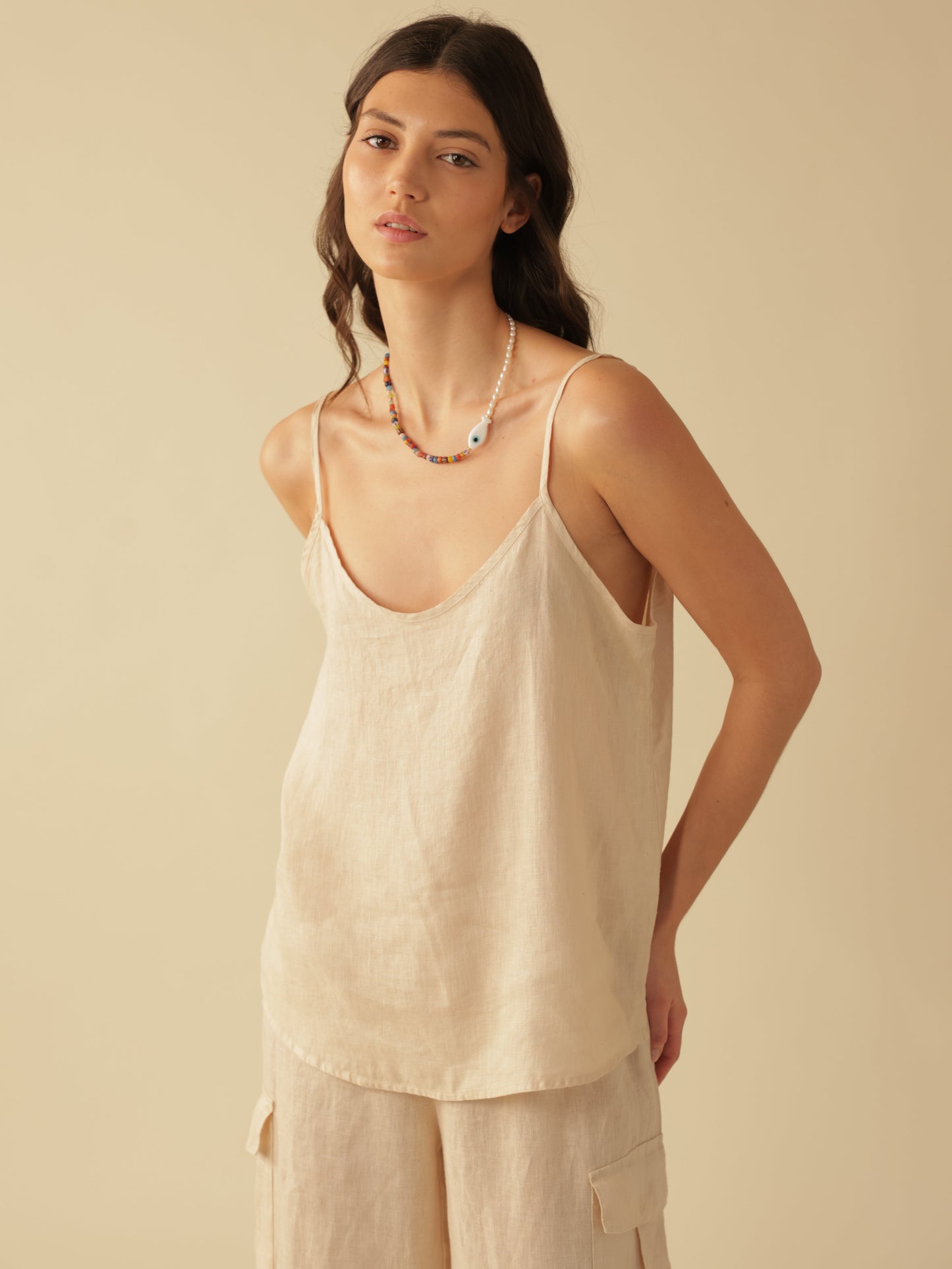 V-neck Linen Tank Top