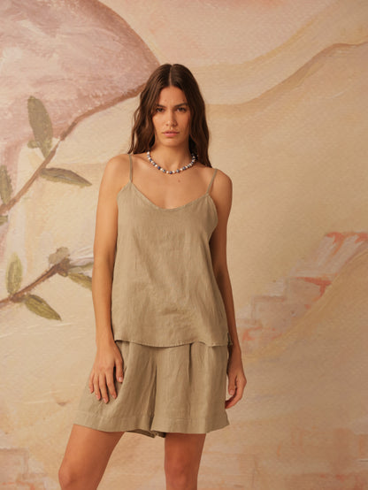 V-neck Linen Tank Top