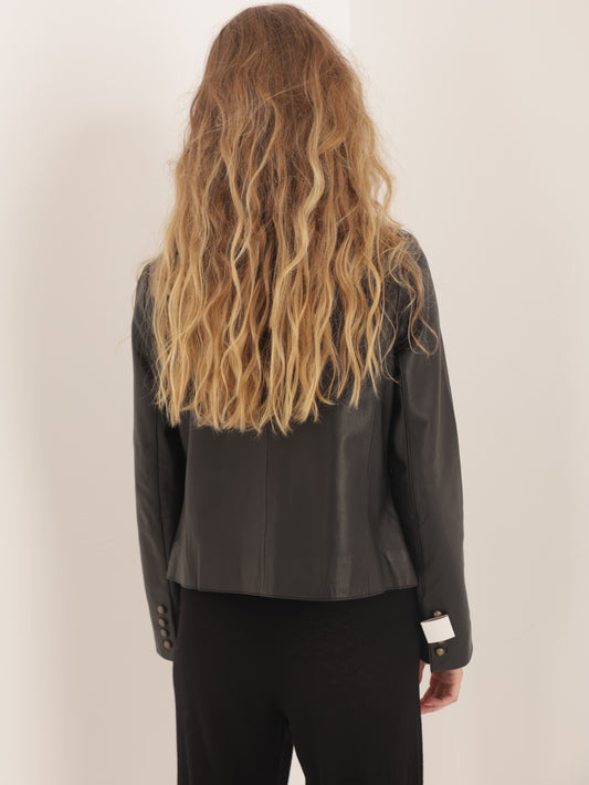 Leather crop jacket