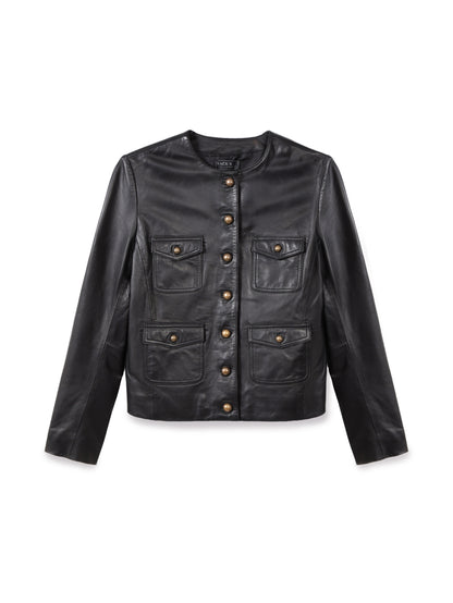 Leather crop jacket