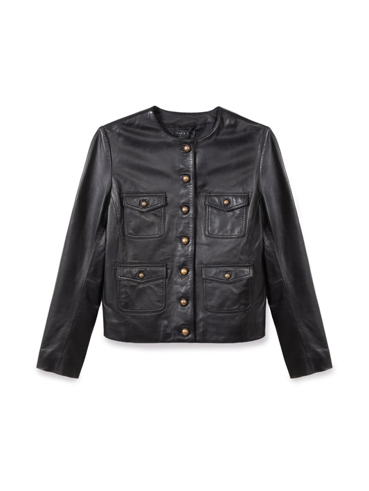 Leather crop jacket