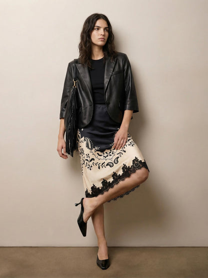 Cropped leather jacket