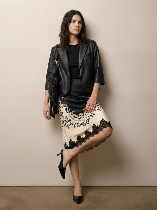 Cropped leather jacket