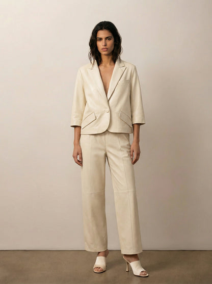 Cropped leather jacket