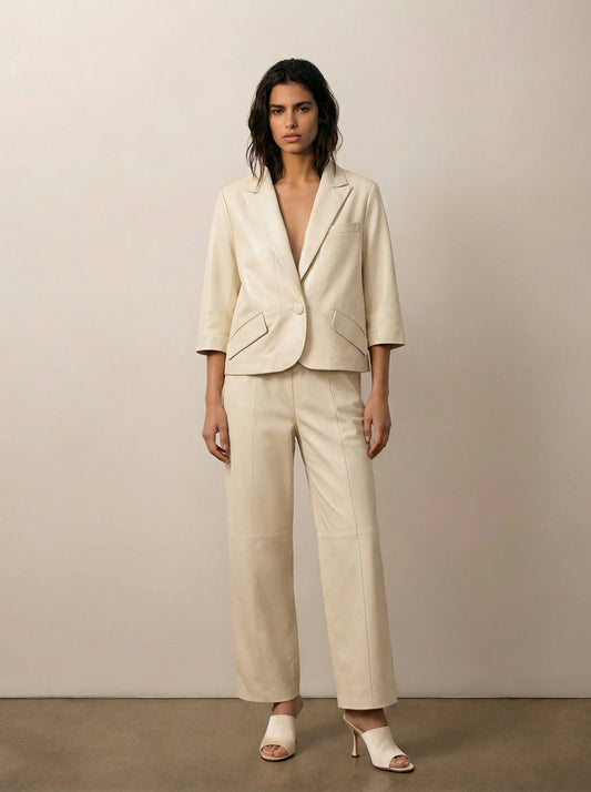 Cropped leather jacket