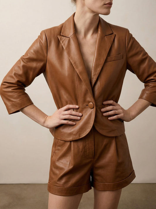 Cropped leather jacket