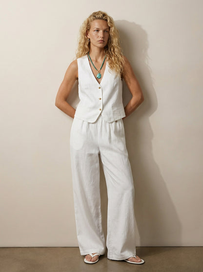 Tailored linen vest