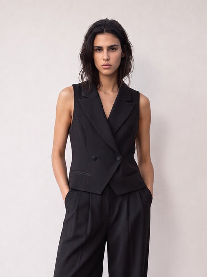 Tailored Vest With Satin Details