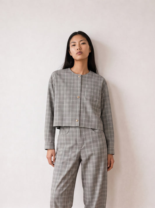 Checked cropped jacket